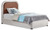 Blake-T Blake Collection Modern | Contemporary Twin Bed with Soft Brown Vegan Leather, Rich Cream Linen Textured Fabric, Full Slats, 44" W x 81" D x 45" H, Twin, Brown