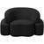 Contemporary Chair with Rich Black Boucle Fabric, Curved Seat and Back, 46" W x 35" D x 29" H, Black