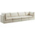 Cream-S140 Jacob Collection Modern | Contemporary Velvet Upholstered Modular Sofa with Deep Channel Tufting, 140" W x 33.5" D x 32" H, Cream