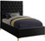 Cruz Collection Modern | Contemporary Velvet Upholstered Bed with Deep Button Tufting and Complete Sets of Gold and Chrome Legs Included, Twin, Black