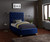 CruzNavy-T Cruz Collection Modern | Contemporary Velvet Upholstered Twin Bed with Navy Velvet, Gold and Chrome Legs, Deep Button Tufting, 44" W x 81.5" D x 56" H, Navy, Twin