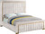 Dolce Collection Modern | Contemporary Velvet Upholstered Bed with Luxurious Channel Tufting and Gold Metal Trim/Legs, King, Cream Dolce Collection Modern | Contemporary Velvet Upholstered Bed with Luxurious Channel Tufting and Gold Metal Trim/Legs, King, Cream