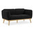 Black-L Nolita Collection Mid-Century Modern Boucle Fabric Upholstered Loveseat with Rich Black Boucle Fabric, Natural Finish Solid Wood Base, 62.5" W x 32.5" D x 32" H, Black