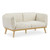Cream-L Nolita Collection Mid-Century Modern Boucle Fabric Upholstered Loveseat with Rich Cream Boucle Fabric, Natural Finish Solid Wood Base, 62.5" W x 32.5" D x 32" H, Cream