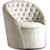 Cream Alessio Collection Modern | Contemporary Velvet Upholstered Swivel Base Accent Chair with Deep Button Tufting and Rounded Design, Cream, 30" W x 28.5" D x 32" H