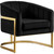 Carter Collection Modern | Contemporary Upholstered Velvet Barrel Accent Chair with Gold Stainless Base, Black, 30" W x 29" D x 30" H Carter Collection Modern | Contemporary Upholstered Velvet Barrel Accent Chair with Gold Stainless Base, Black, 30" W x 29" D x 30" H