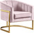 Carter Collection Modern | Contemporary Upholstered Velvet Barrel Accent Chair with Gold Stainless Base, Pink, 29" W x 27.5" D x 31" H Carter Collection Modern | Contemporary Upholstered Velvet Barrel Accent Chair with Gold Stainless Base, Pink, 29" W x 27.5" D x 31" H