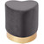 Heart Collection Modern | Contemporary Velvet Upholstered Ottoman with Durable Stainless Steel Base in Gold Finish, 15" W x 15" D x 16.5" H, Grey