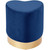 Heart Collection Modern | Contemporary Velvet Upholstered Ottoman with Durable Stainless Steel Base in Gold Finish, 15" W x 15" D x 16.5" H, Navy