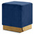 Jax Collection Modern | Contemporary Velvet Upholstered Ottoman/Stool with Durable Stainless Steel Base, 14.5" W x 14.5" D x 17.5" H, Navy