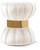 Vino Collection Modern | Contemporary Velvet Upholstered Hourglass Shaped Ottoman/Stool with Gold Finished Stainless Steel Band, 15.5" W x 15.5" D x 17" H, Cream