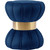 Vino Collection Modern | Contemporary Velvet Upholstered Hourglass Shaped Ottoman/Stool with Gold Finished Stainless Steel Band, 15.5" W x 15.5" D x 17" H, Navy