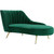 Green-Chaise Margo Collection Modern | Contemporary Velvet Upholstered Chaise Lounge with Stainless Steel Legs in Rich Gold Finish, Green, 74" W x 37.5" D x 35" H