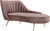 Margo Collection Modern | Contemporary Velvet Upholstered Chaise with Deep Channel Tufting and Rich Gold Stainless Steel Legs, Pink, 74" W x 37.5" D x 35" H Margo Collection Modern | Contemporary Velvet Upholstered Chaise with Deep Channel Tufting and Rich Gold Stainless Steel Legs, Pink, 74" W x 37.5" D x 35" H