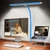 LED Desk Lamp with Clamp, 17" Stepless Dimming Light, Blue