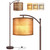 Floor Lamp for Living Room, LED Standing Lamp Tall Industrial Floor Lamp Reading for Bedroom, Office (9W LED Bulb, Wood Grain Lampshade Included) - Oil-Rubbed Bronze