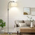 Upgraded Modern Arc Dimmable Tall Standing Floor Lamp with Linen Shade, 1200 Lumens LED Bulb Included, for Living & Reading Room, Bedroom, Office & Nursery, Brushed Nickel