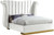 Flora Collection Modern | Contemporary Velvet Upholstered Bed Nailheads, Deep Channel Tufting and Gold Metal Base, Queen, White Flora Collection Modern | Contemporary Velvet Upholstered Bed Nailheads, Deep Channel Tufting and Gold Metal Base, Queen, White