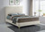 Geri Collection Modern | Contemporary Velvet Upholstered Bed with Piping on Headboard and Foorboard in Gold or Chrome Finish, Full, Cream Geri Collection Modern | Contemporary Velvet Upholstered Bed with Piping on Headboard and Foorboard in Gold or Chrome Finish, Full, Cream