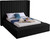 Kiki Collection Modern | Contemporary Velvet Upholsterd Bed with Channel Tufting, Siderails and Footboard Storage Compartments, Full, Black