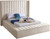 Kiki Collection Modern | Contemporary Velvet Upholsterd Bed with Channel Tufting, Siderails and Footboard Storage Compartments, Queen, Cream