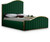Jolie Collection Modern | Contemporary Velvet Upholstered Bed With Channel Tufting, And Polished Gold Metal Frame, Green, Queen