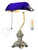 Retro Blue Glass Bankers Desk Lamp,LED Bulb Included