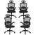 4PK, Desk Chairs with Wheels, Ergonomic Mesh Back Home Office Chair with Headrest, Adjustable Lumbar Support Swivel Rolling Computer Chairs with Flip Up Arms for Conference Meeting Room, Black
