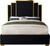 Hugo Collection Modern | Contemporary Velvet Upholstered Bed with Polished Gold Metal Frame and Legs, Queen, Black Hugo Collection Modern | Contemporary Velvet Upholstered Bed with Polished Gold Metal Frame and Legs, Queen, Black