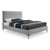 HunterGrey-Q Hunter Collection Modern | Contemporary Durable Linen Textured Fabric Bed, Horizontal Channel Tufting, Matte Black Legs, 62.5" W x 86.5" D x 46" H, Grey, Queen