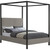 JamesCream-Q James Collection Modern | Contemporary Queen Bed with Grey Linen Textured Fabric, Matte Black Steel Canopy, Full Slats, 65" W x 85" D x 86" H, Grey, Queen JamesCream-Q James Collection Modern | Contemporary Queen Bed with Grey Linen Textured Fabric, Matte Black Steel Canopy, Full Slats, 65" W x 85" D x 86" H, Grey, Queen