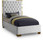 Lana Solid Wood and Velvet Twin Bed in White