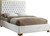 Lana Collection Modern | Contemporary Velvet Upholstered Bed with Deep Detailed Tufting and Gold Legs, Full, White Lana Collection Modern | Contemporary Velvet Upholstered Bed with Deep Detailed Tufting and Gold Legs, Full, White