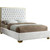 Lana Collection Modern | Contemporary Velvet Upholstered Bed with Deep Detailed Tufting and Gold Legs, King, White