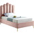 Lily Collection Modern | Contemporary Velvet Upholstered Bed with Deep Channel Tufting and Custom Gold Steel Legs, Twin, Pink Lily Collection Modern | Contemporary Velvet Upholstered Bed with Deep Channel Tufting and Custom Gold Steel Legs, Twin, Pink