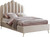 Lily Collection Modern | Contemporary Velvet Upholstered Bed with Deep Channel Tufting and Custom Gold Steel Legs, Full, Cream Lily Collection Modern | Contemporary Velvet Upholstered Bed with Deep Channel Tufting and Custom Gold Steel Legs, Full, Cream