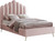 Lily Collection Modern | Contemporary Velvet Upholstered Bed with Deep Channel Tufting and Custom Gold Steel Legs, Full, Pink Lily Collection Modern | Contemporary Velvet Upholstered Bed with Deep Channel Tufting and Custom Gold Steel Legs, Full, Pink