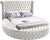 Luxus Collection Modern | Contemporary Round Shaped Velvet Upholstered Bed with Deep Button Tufting and Footboard Storage, Queen, Cream Luxus Collection Modern | Contemporary Round Shaped Velvet Upholstered Bed with Deep Button Tufting and Footboard Storage, Queen, Cream