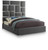 MilanGrey-K Milan Collection Modern Contemporary Vegan Leather Upholstered Bed, Custom Chrome Metal Legs, Geometric Designed Headboard, 81.5" W x 84.5" D x 70" H, Grey, King MilanGrey-K Milan Collection Modern Contemporary Vegan Leather Upholstered Bed, Custom Chrome Metal Legs, Geometric Designed Headboard, 81.5" W x 84.5" D x 70" H, Grey, King
