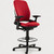 Steelcase, Leap V2, Drafting Work Stool Chair, in Red Fabric Seat and Back, Steelcase, Leap V2, Drafting Work Stool Chair, in Red Fabric Seat and Back,