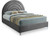 RainbowGrey-K Rainbow Collection Modern | Contemporary Velvet Upholstered Bed with Deep Channel Tufting and Thick Acrylic Legs, 81.5" W x 87.5" D x 59.5" H, Grey, King