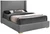 RoyceGrey-K Royce Collection Mid-Century Modern Linen Textured Fabric Upholstered Bed with Wing Back Headboard, 83.5" W x 90" D x 54.5" H, Grey, King
