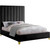 ViaBlack-Q Via Collection Modern | Contemporary Velvet Upholstered Queen Bed, Rich Black Velvet, Deep Channel Tufting, Gold and Chrome Legs, 65.5" W x 86" D x 70.5" H, Black, Queen