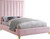 ViaPink-K Via Collection Modern | Contemporary Velvet Upholstered King Bed, Rich Pink Velvet, Deep Channel Tufting, Gold and Chrome Legs, 81.5" W x 86" D x 70.5" H, Pink, King