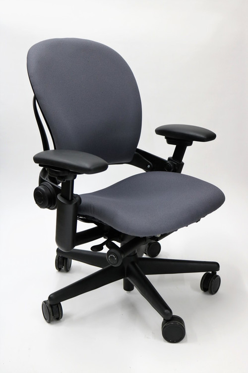 Steelcase Leap Chair In Gray Fabric + Pivot Arms