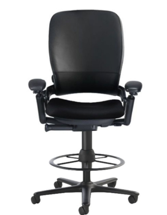 Steelcase Leap Drafting Work Stool Chair V2 Black Leather