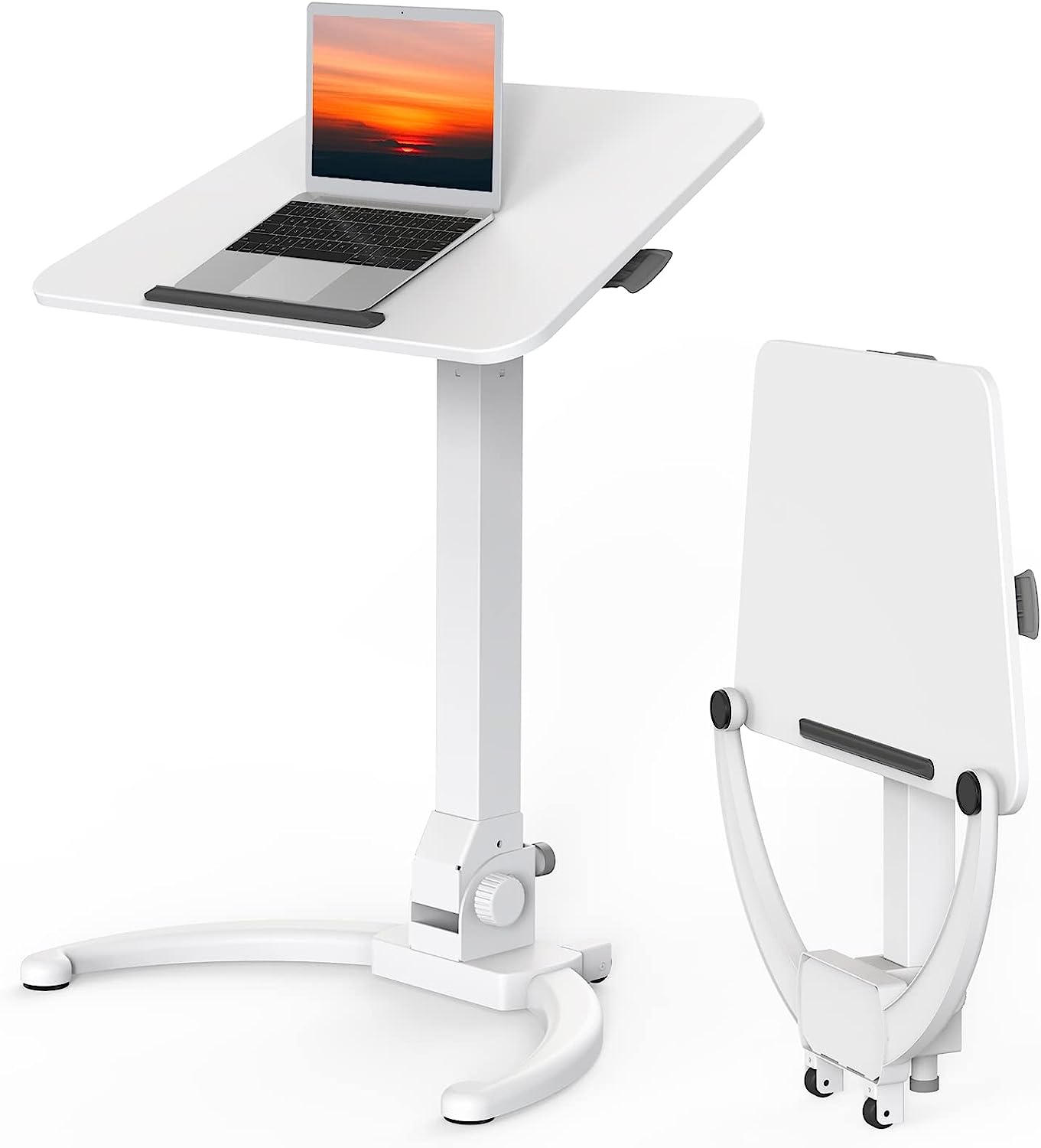 ModSavy Foldable Mobile Standing Desk, Pneumatic Height Adjustable