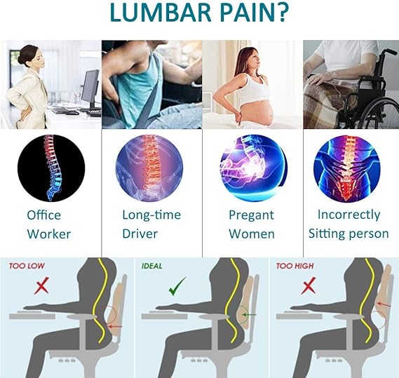  Lumbar Support Pillow for Office Chair Back Support Pillow for  Car, Computer, Gaming Chair, Recliner Memory Foam Back Cushion for Pain  Relief Improve Posture, Mesh Cover Double Adjustable Straps : QUTOOL