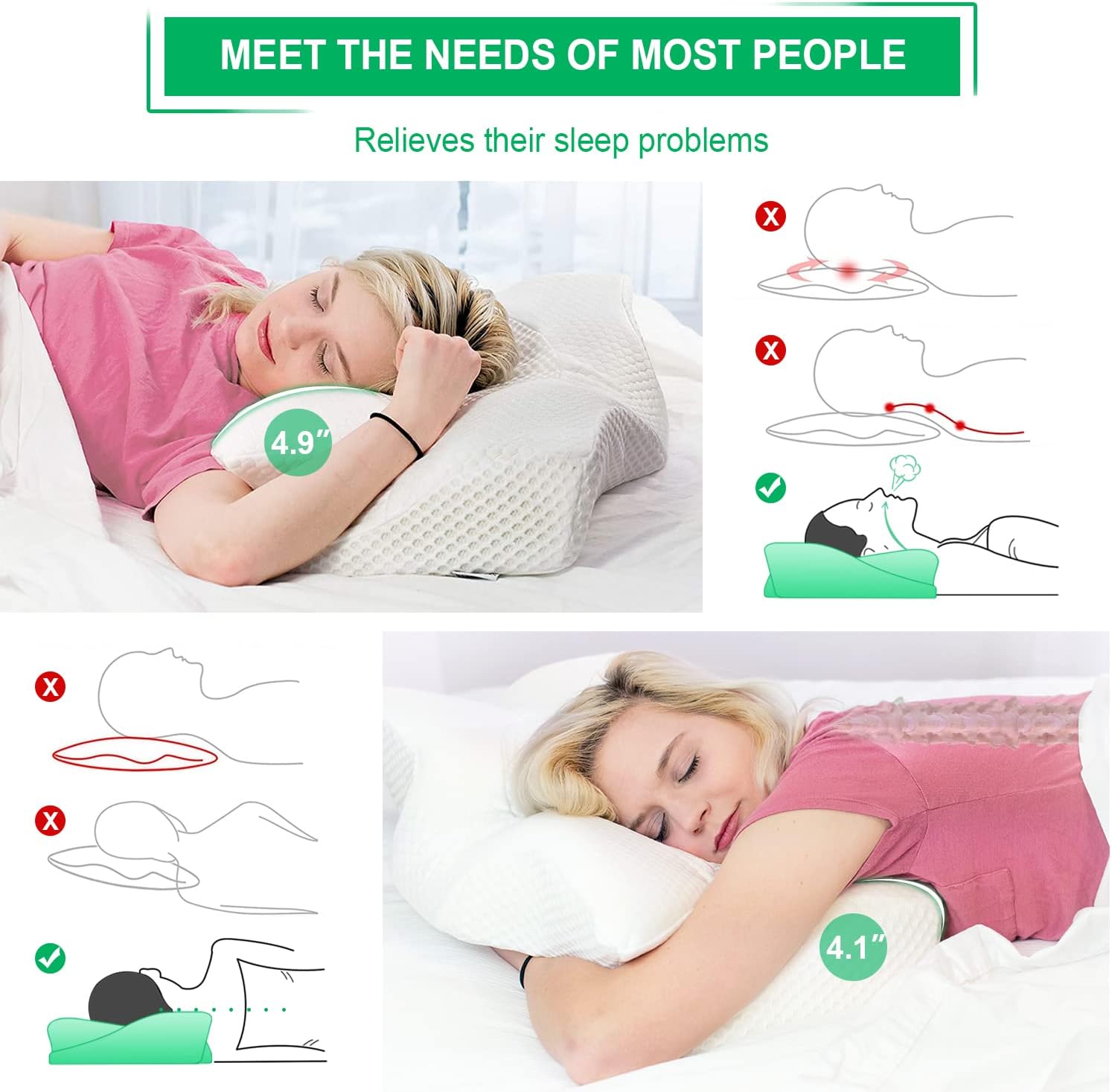 Elviros Lumbar Support Pillow, Adjustable Back Support Pillow for Sleeping