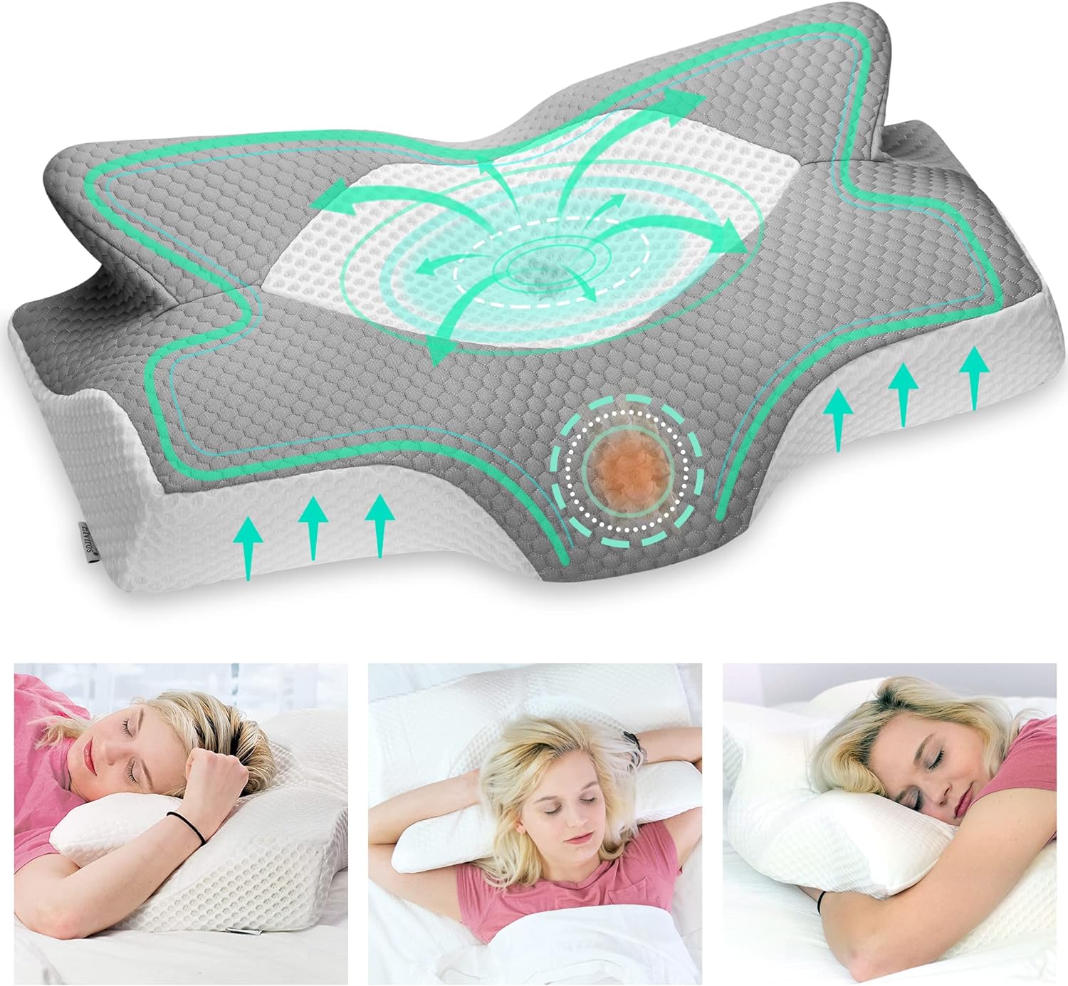 Elviros Lumbar Support Pillow for Sleeping Black